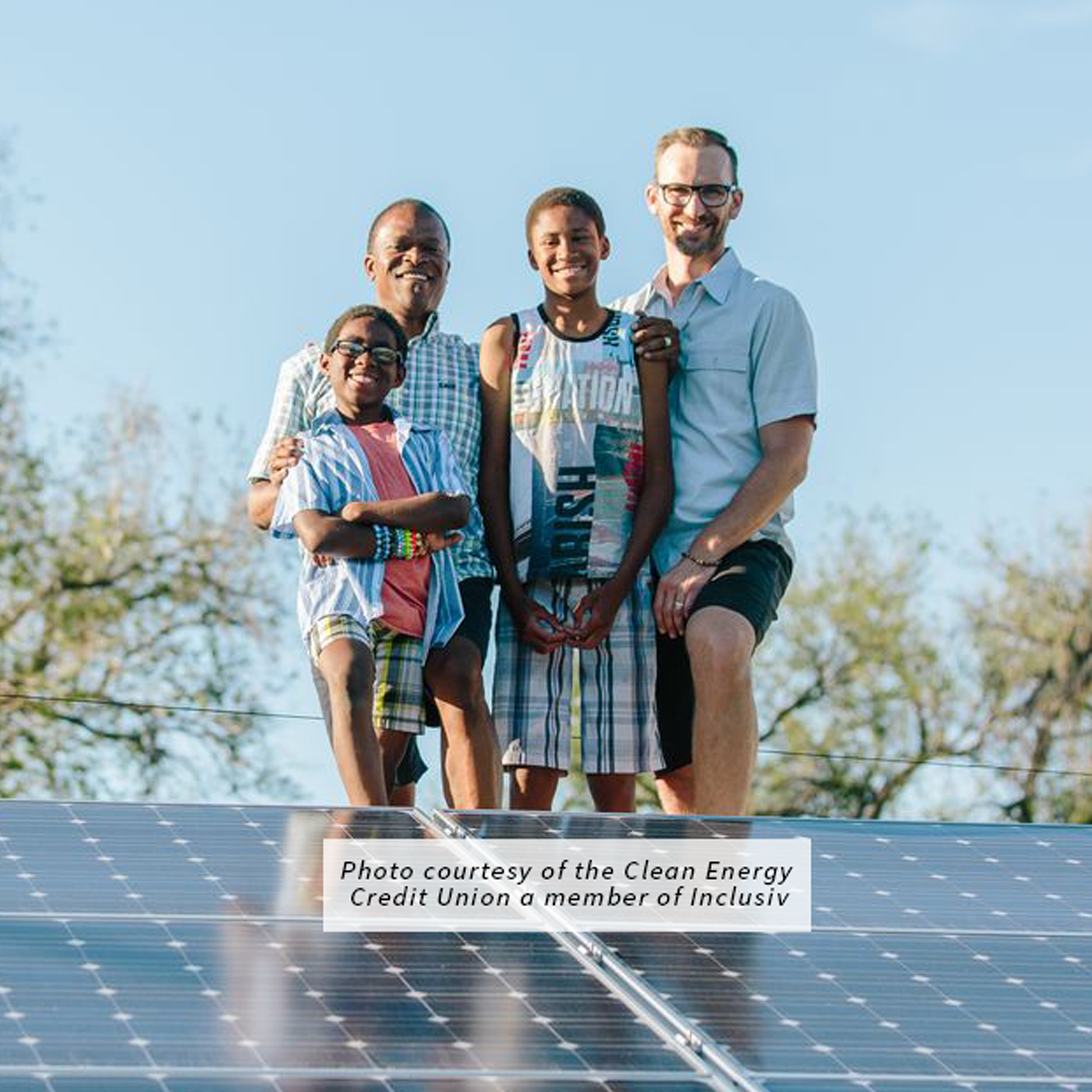 family and solar panels