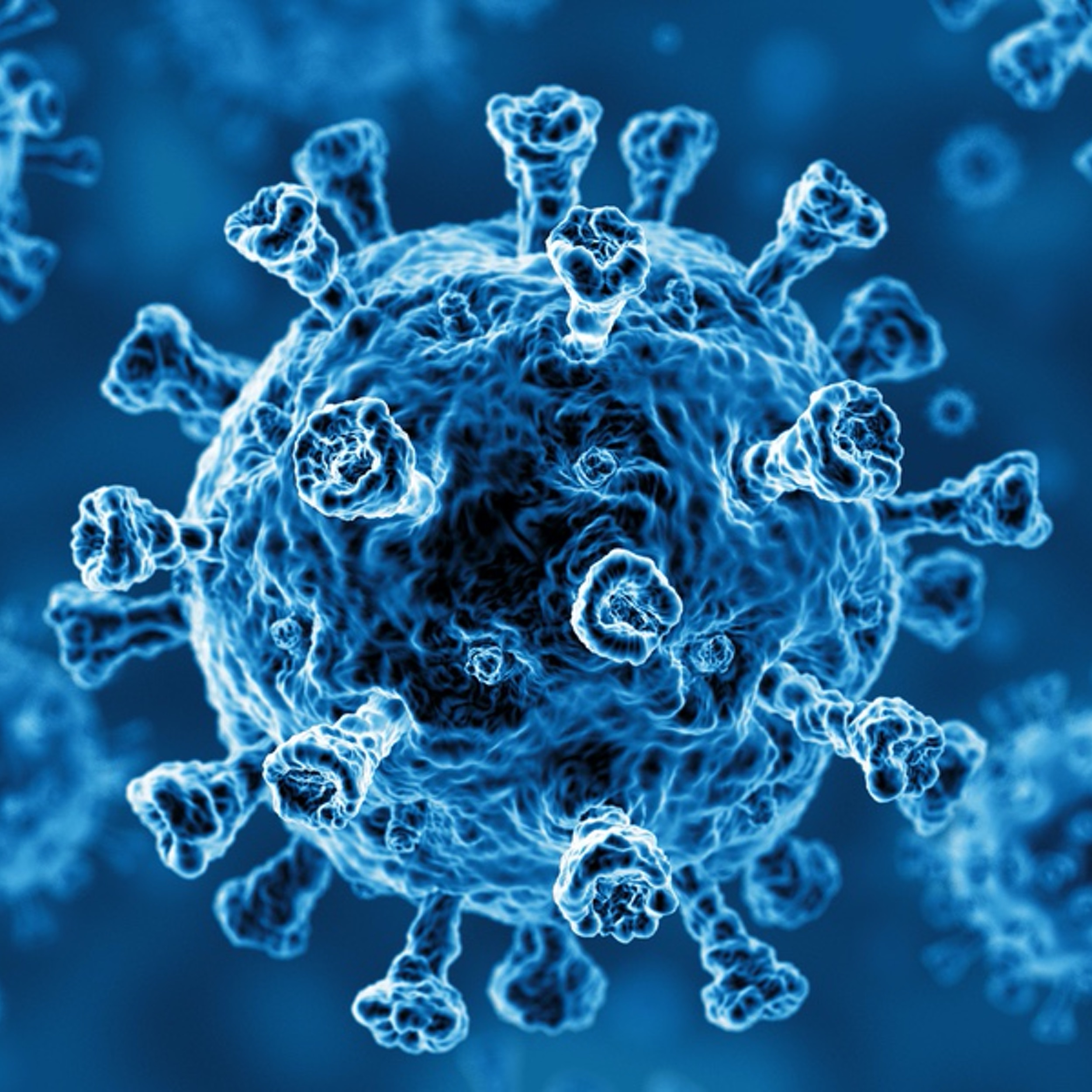 Magnified photo of a covid-19 virus