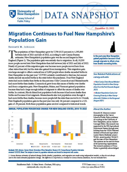 Moving on in, and keeping NH's population above water, Economy