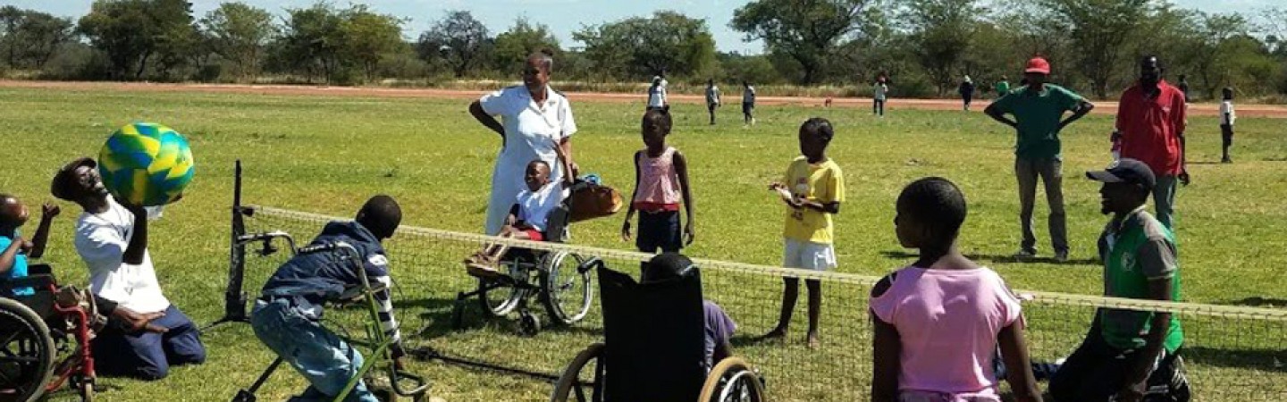Photo of children with disabilities playing sports in Zimbabwe