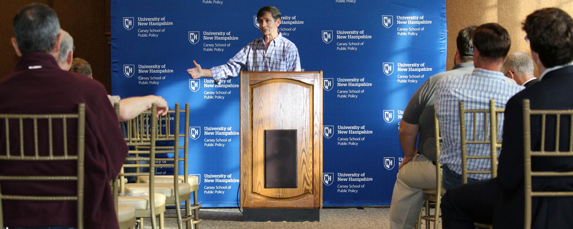 Joe Sestak speaking at the Carsey School's Candidate Speaking Series