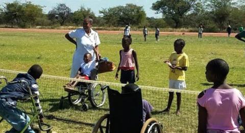 Photo of children with disabilities playing sports in Zimbabwe