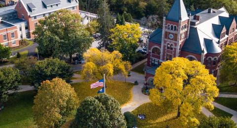 A photograph of the UNH Durham campus showing Thompson Hall