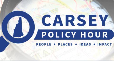carsey policy hour logo showing map of new england and magnifying glass