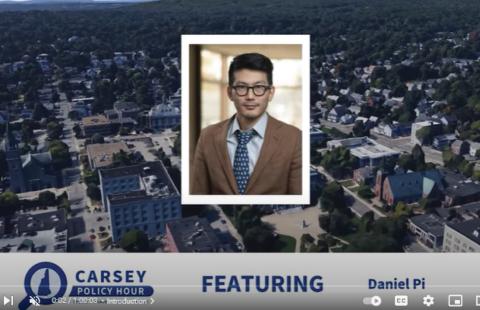 thumbnail of March 2025 carsey policy hour event video showing speaker Daniel Pi and cph logo