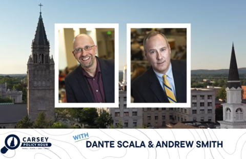 youtube thumbnail image of september 2026 carsey policy hour with guest speakers dante scala and andrew smith