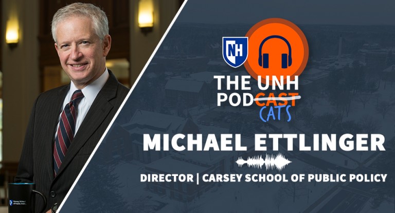 UNH Podcats graphic with Michael Ettlinger