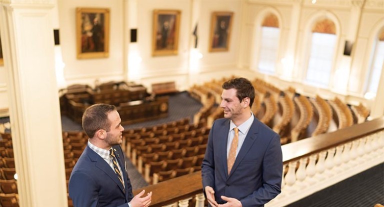 Joe Alexander (L) and Willis Griffith (R) are newly elected representatives to the New Hampshire House, and both are graduate students in UNH’s Carsey School of Public Policy.