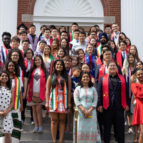 A group of graduating international students.