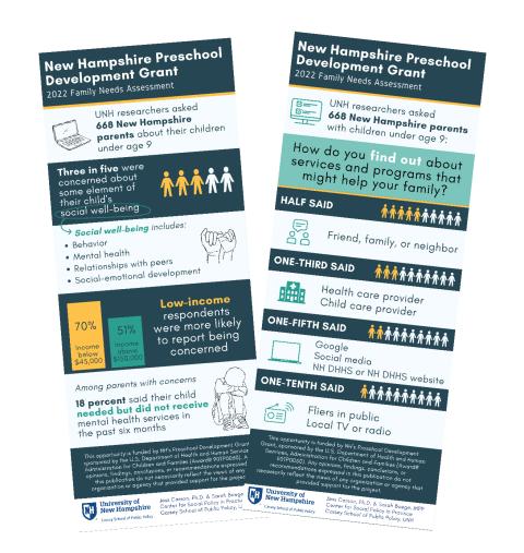image of two infographics sharing the key findings of two briefs