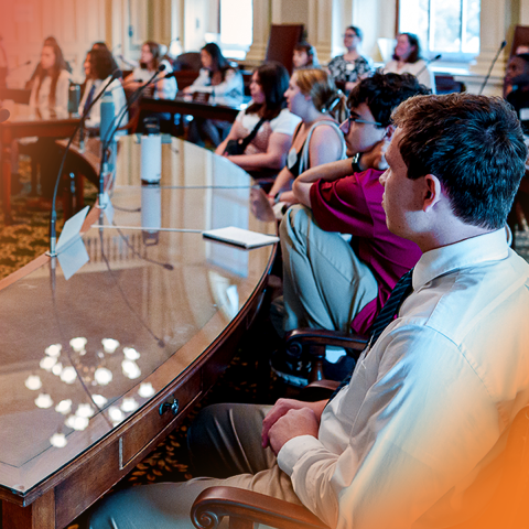 public policy students sitting in class