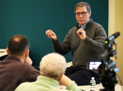 Chuck Bagley speaking at Carsey's Coffee &amp; Conversations in January.