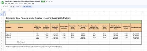 Excel financial model template screeenshot
