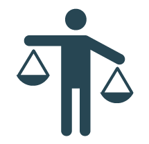 icon of person holding unbalanced scales