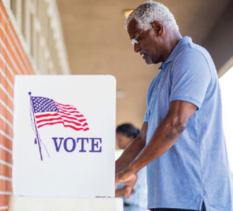 man voting