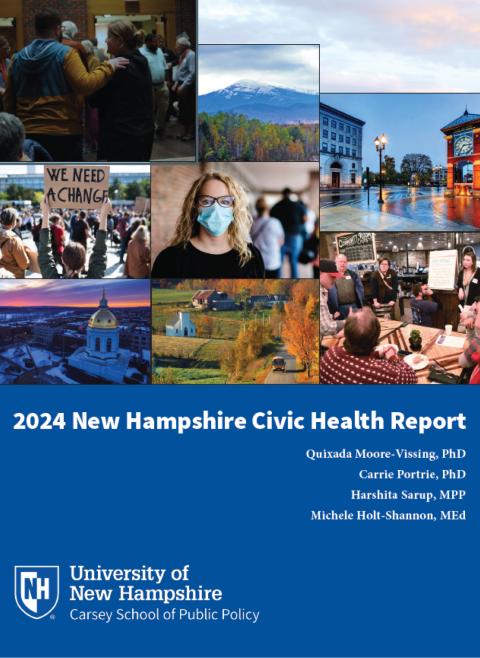 front cover of 2024 new hampshire civic health report show scenes of new hampshire