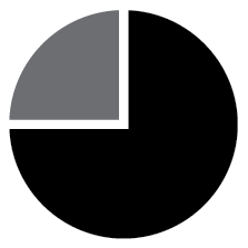 pie chart broken down by 75 and 25 percent