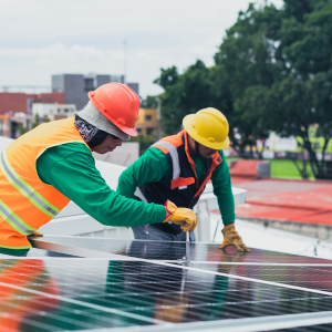 workers developing solar panels