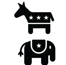icon of donkey and elephant representing Democrats and Republicans