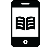 icon of cell phone showing pages displayed
