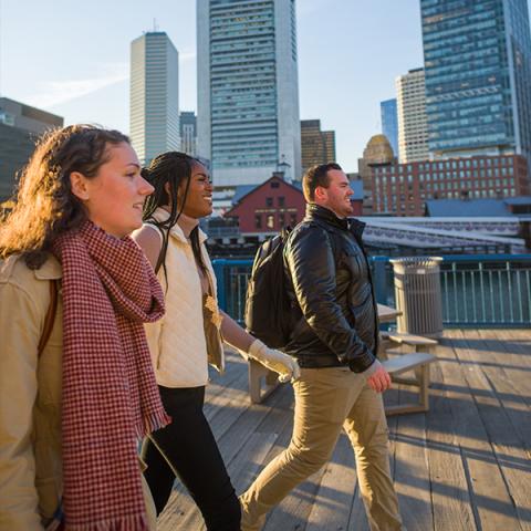 Semester in the City graduates walking in Boston