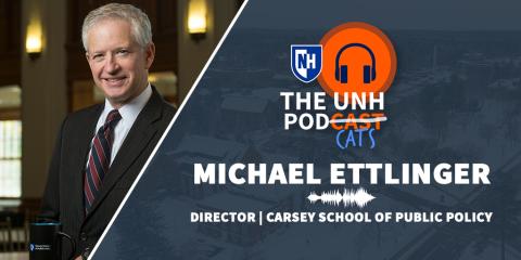 UNH Podcats graphic with Michael Ettlinger