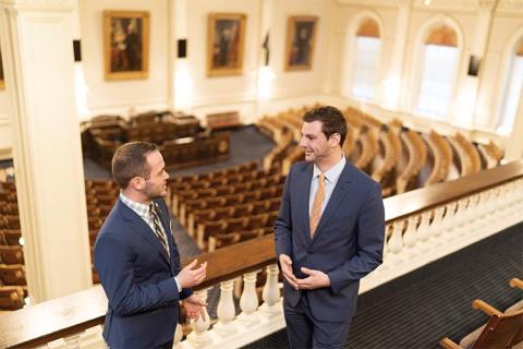 Joe Alexander (L) and Willis Griffith (R) are newly elected representatives to the New Hampshire House, and both are graduate students in UNH’s Carsey School of Public Policy. Joe Alexander (L) and Willis Griffith (R) are newly elected representatives to the New Hampshire House, and both are graduate students in UNH’s Carsey School of Public Policy.