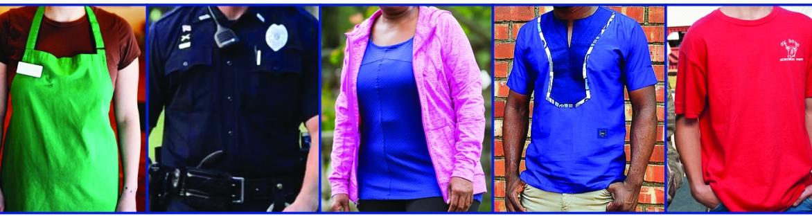 Image of people in different blue tops
