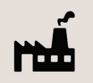 Icon of an industrial building with a smoke stack.