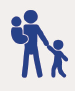 Icon of person holding a child in their arms and a child by the hand
