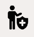 Icon of a person and a shield with the medic symbol