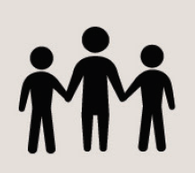 Icon of three people holding hands 