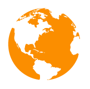 Orange globe icon.