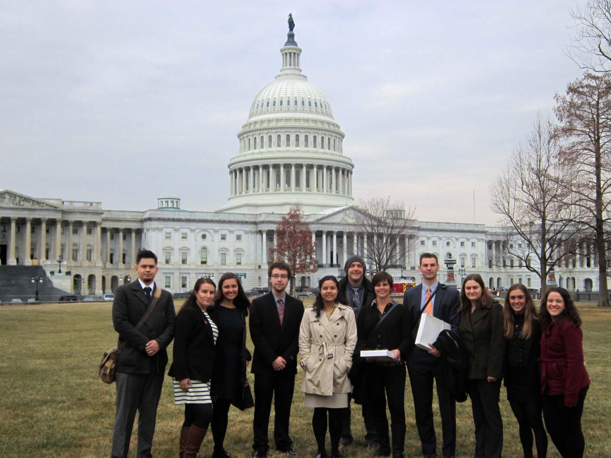 Master in Public Policy students standing in front of the Capitol Building in Washington, D.C.