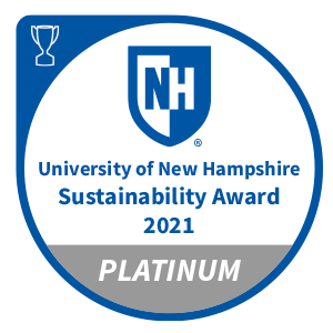 A graphic showing the unh sustainability award platinum electronic badge