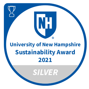 A graphic showing the unh sustainability award silver electronic badge