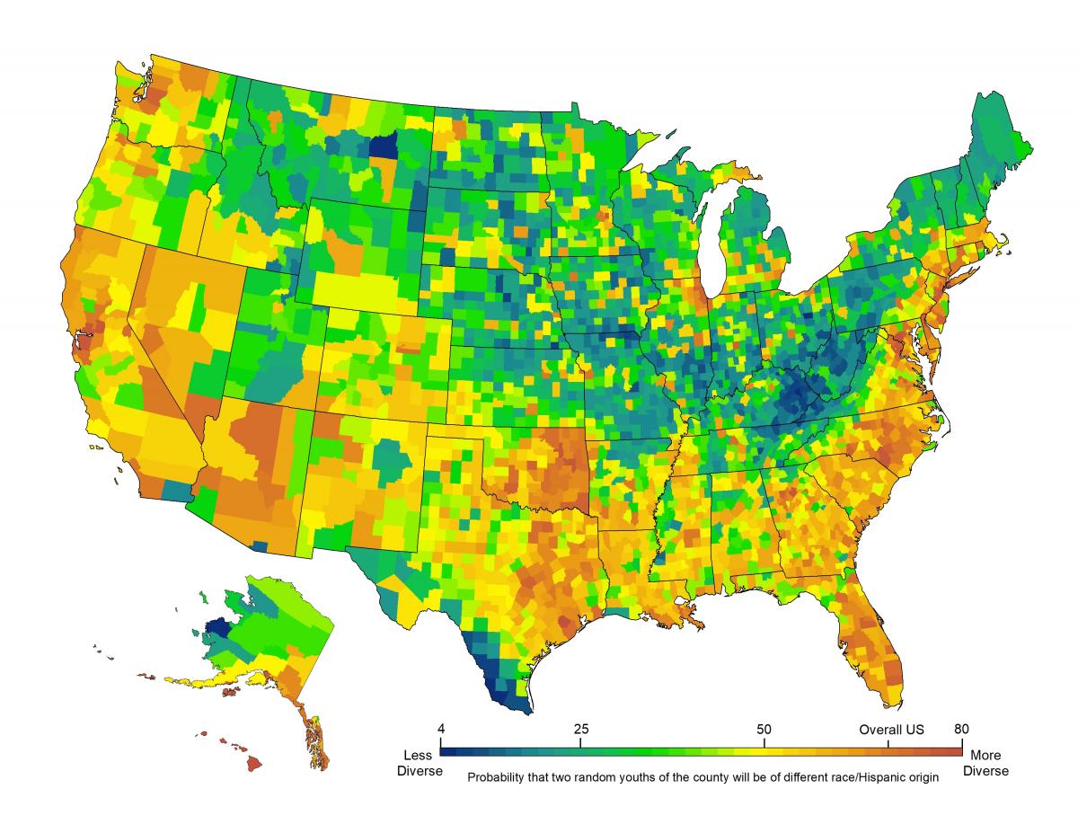 Figure 3 map of racial diversity in United States youth